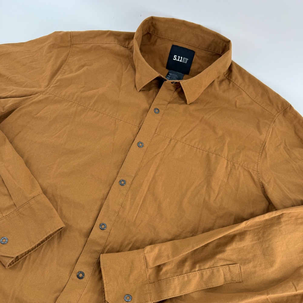 5.11 Tactical Mens Long Sleeve Button Down Utility Shirt Brown Tan Medium